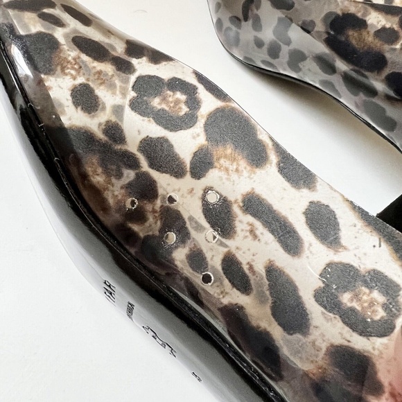 BY FAR Andrea Leopard Print PVC Block Heel Pumps in Black - Picture 5 of 12